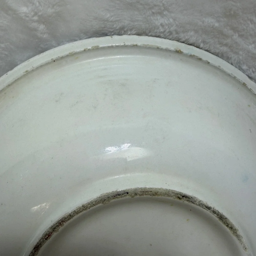 VTG Blue White Splatter Enamelware‎ Bowl 8 Inch Round Speckled Basin